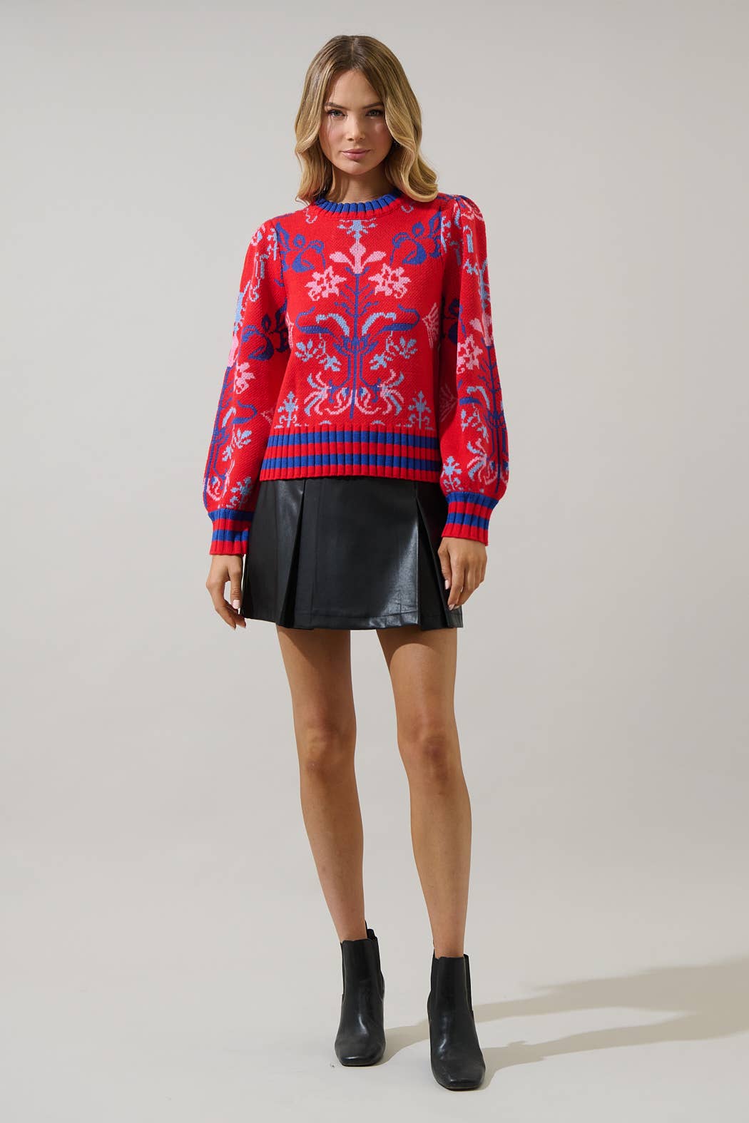 Almila Pleated Long Sleeve Sweater