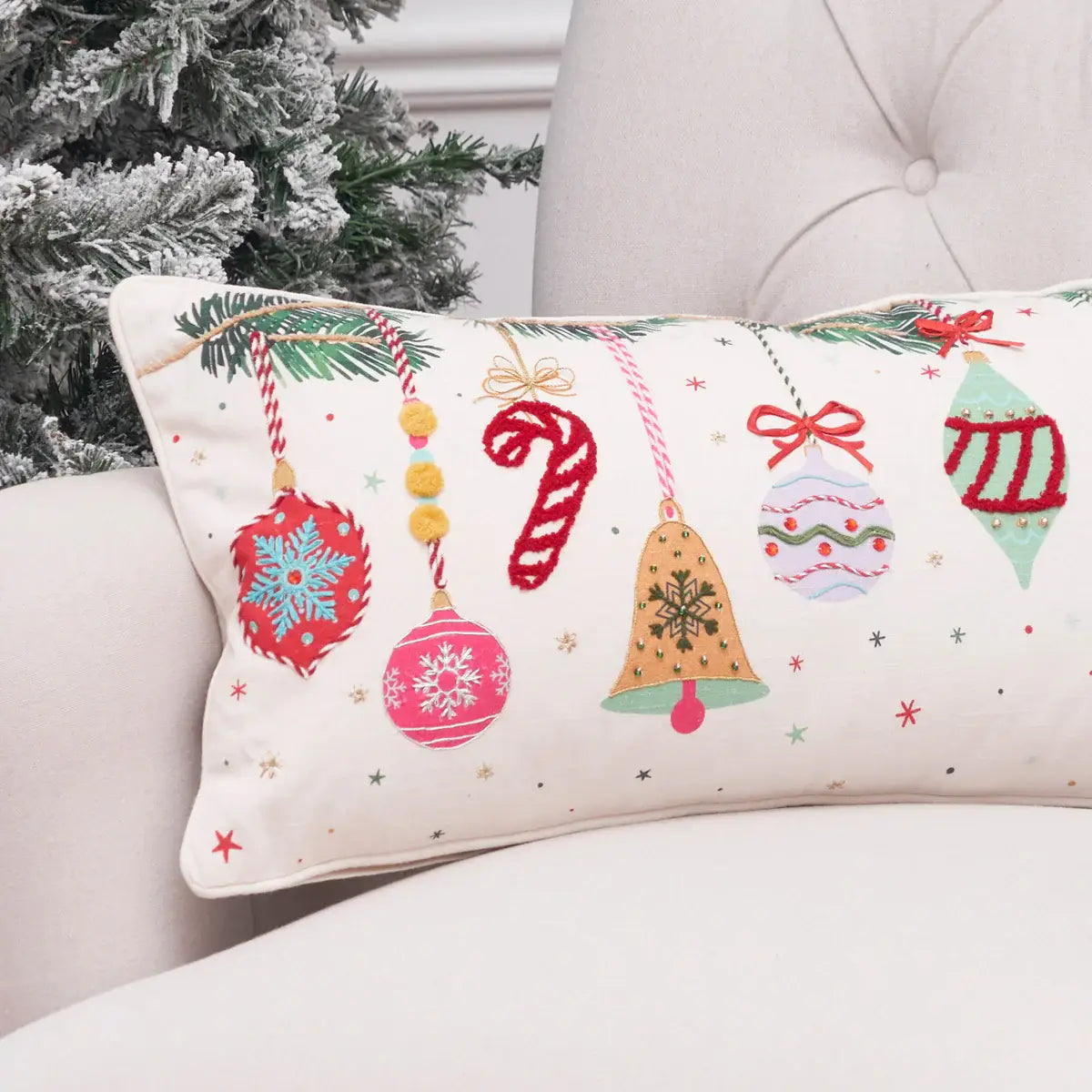 Christmas Vintage Ornament Throw Pillow