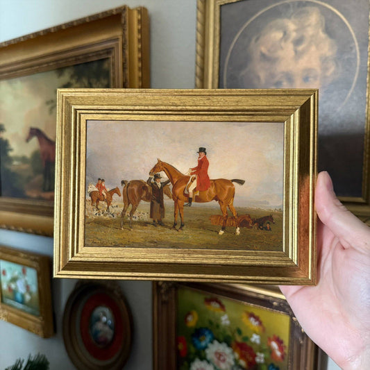 Vintage Style Man & Horse fox hunting scene Art Print Framed