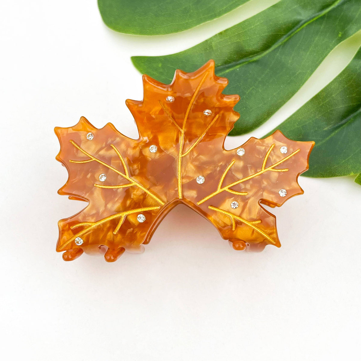 Acetate Red Maple Leaf Hair Claw, Autumn & Winter Hair Clip
