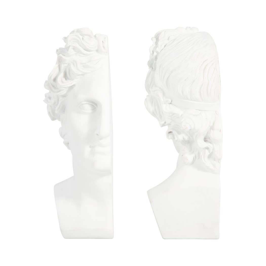White 9 in. Resin Greek Goddess Bookends (Set of 2)