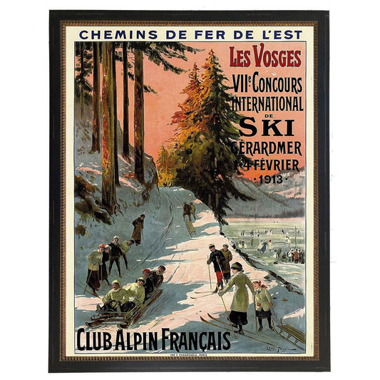 Framed vintage ski poster I