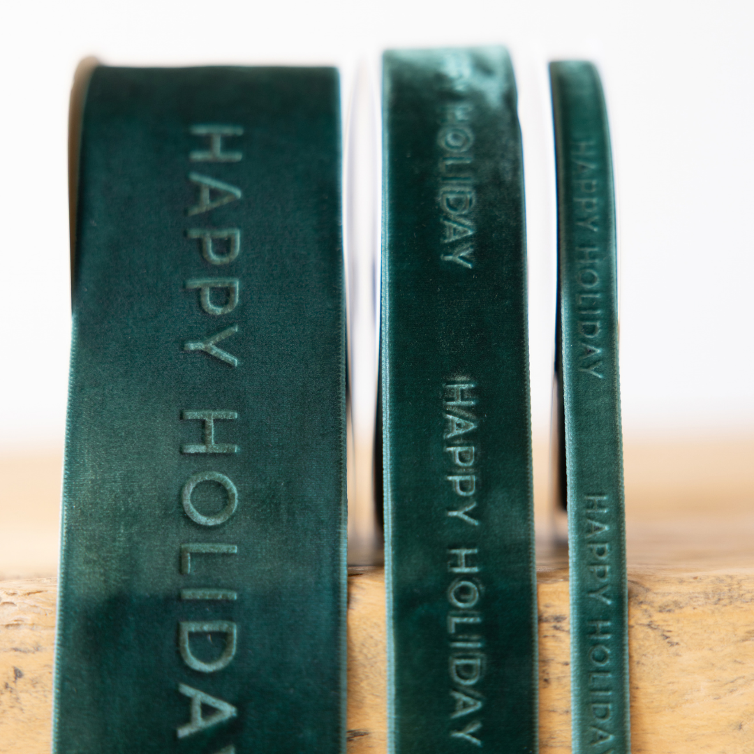 Happy Holiday Ribbon Velvet Green