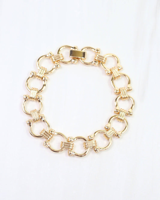Ely Petite Horsebit Chain Bracelet Gold