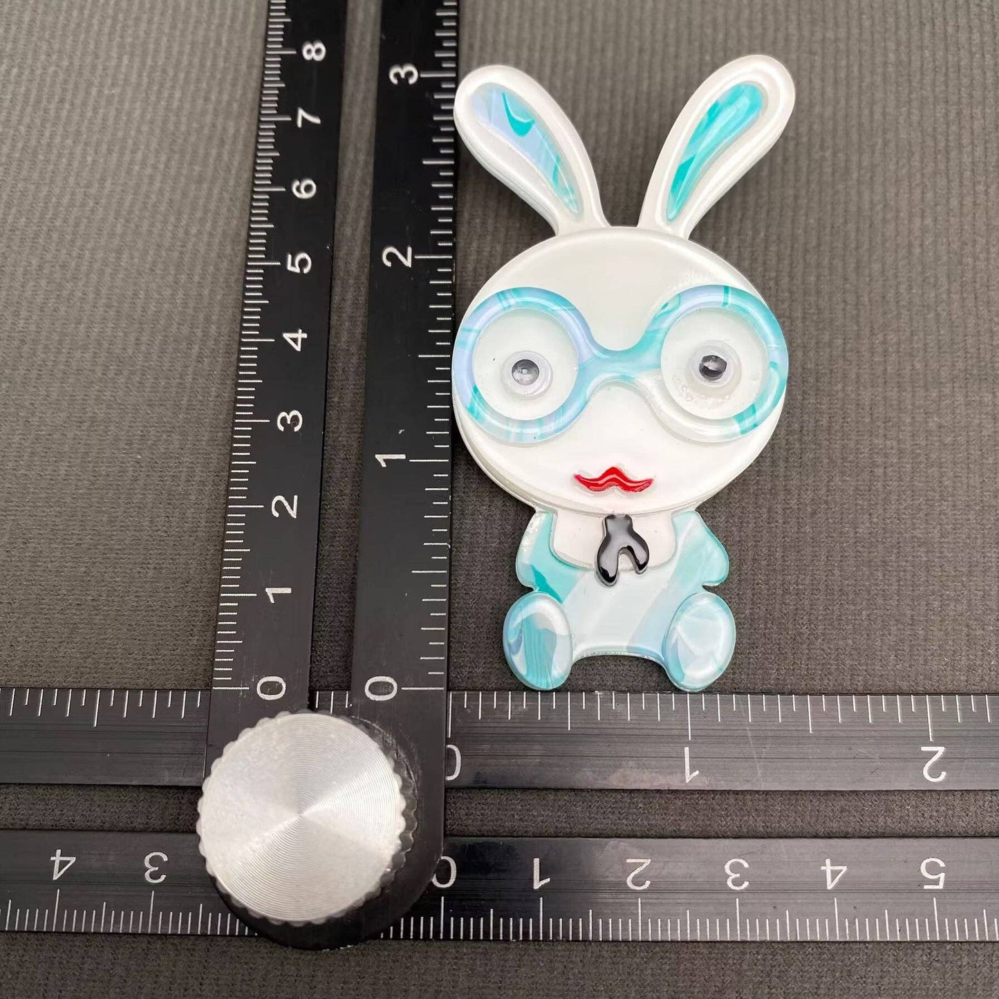 Rabbit with Glasses Acrylic Brooch