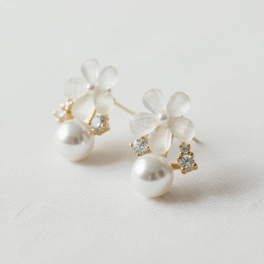 Charming Floral Design Gemstone Drop Earrings