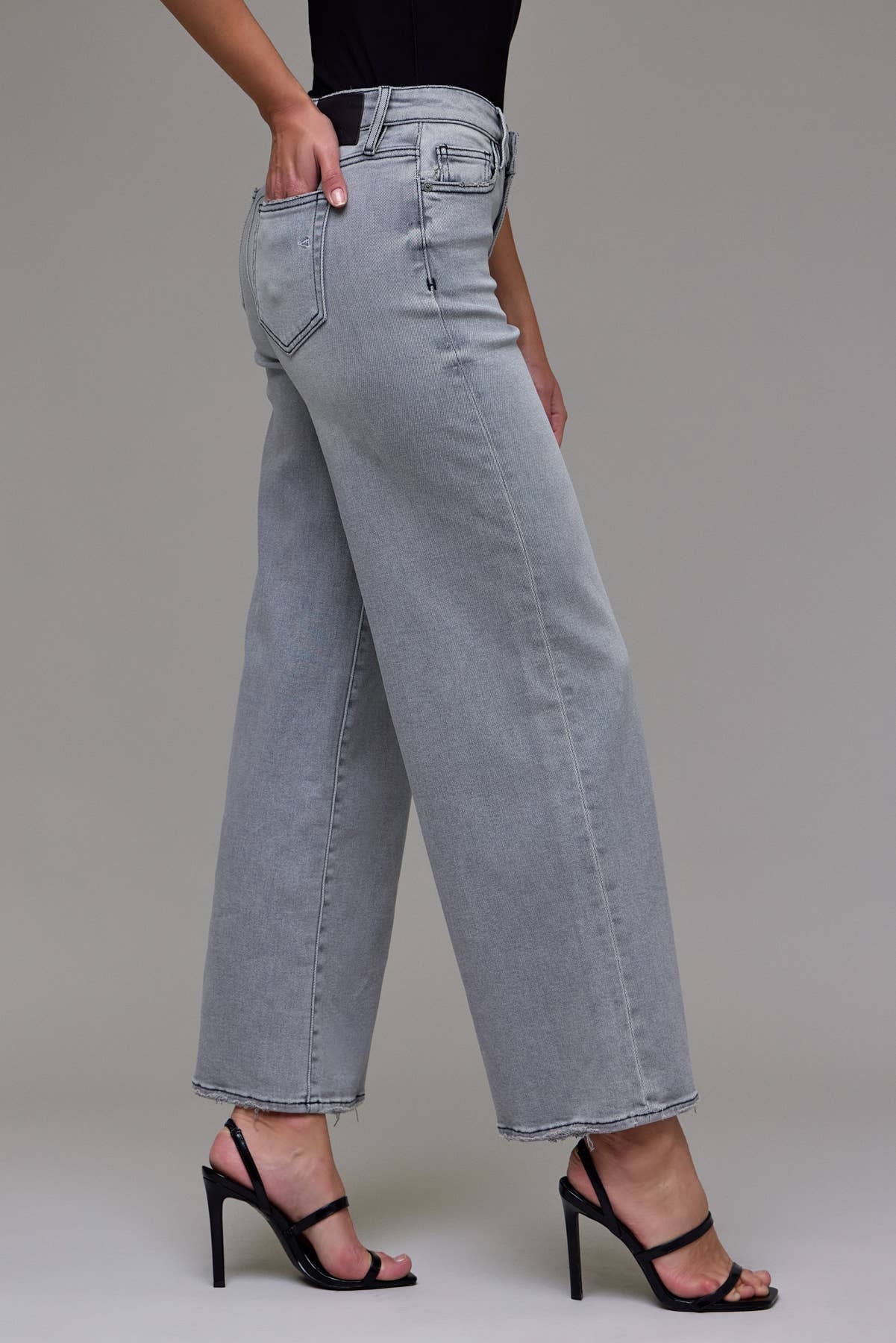 Light Grey Mid Rise Extra Wide Leg Jeans