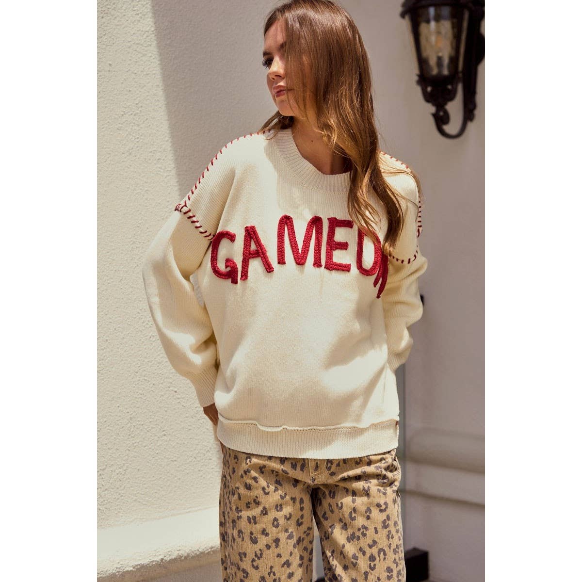 Oversized Stich Detail Yoga Lettering Sweatshirts