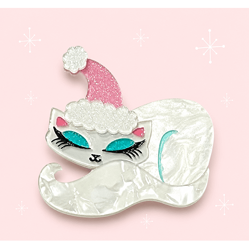 Christmas Cat Nap Brooch by Miss Fluff x Lipstick & Chrome