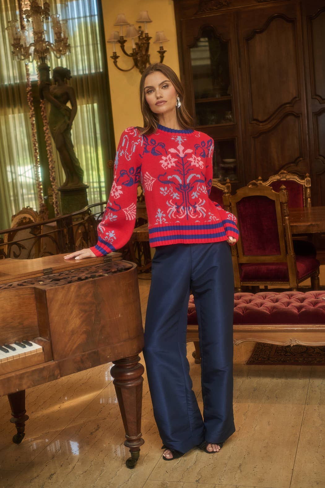 Almila Pleated Long Sleeve Sweater