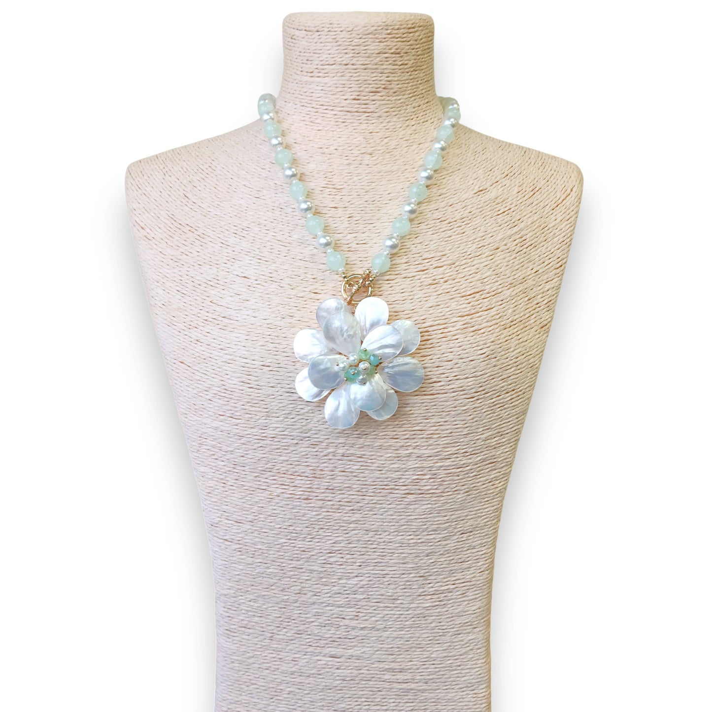 Mother of Pearl Flower Necklace | Handmade Statement Jewelry
