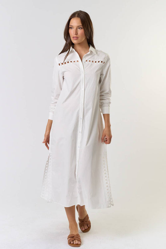 ILD5119 COLLARED BUTTON DOWN MIDI DRESS