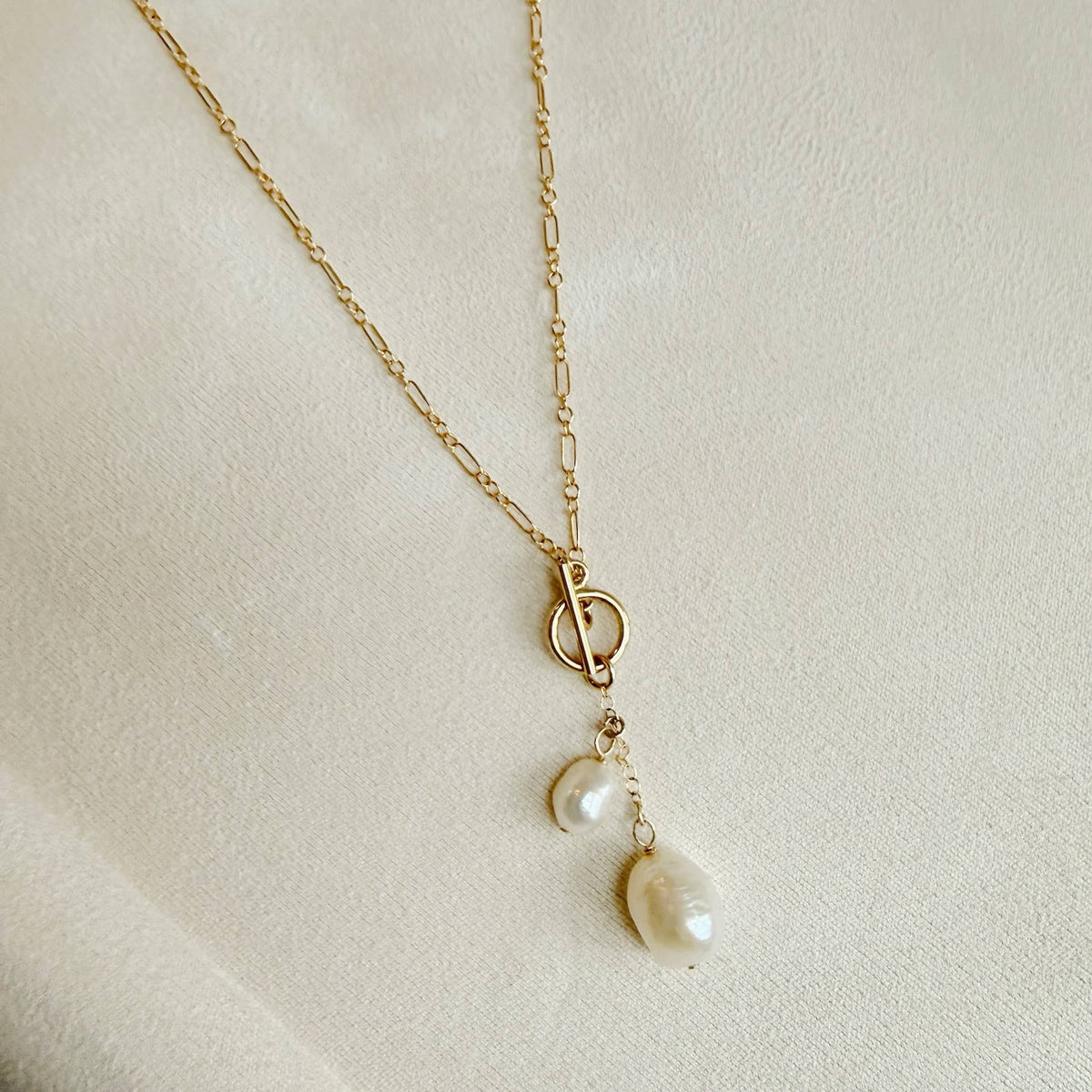 Brynn Pearl Toggle Gold Filled Necklace