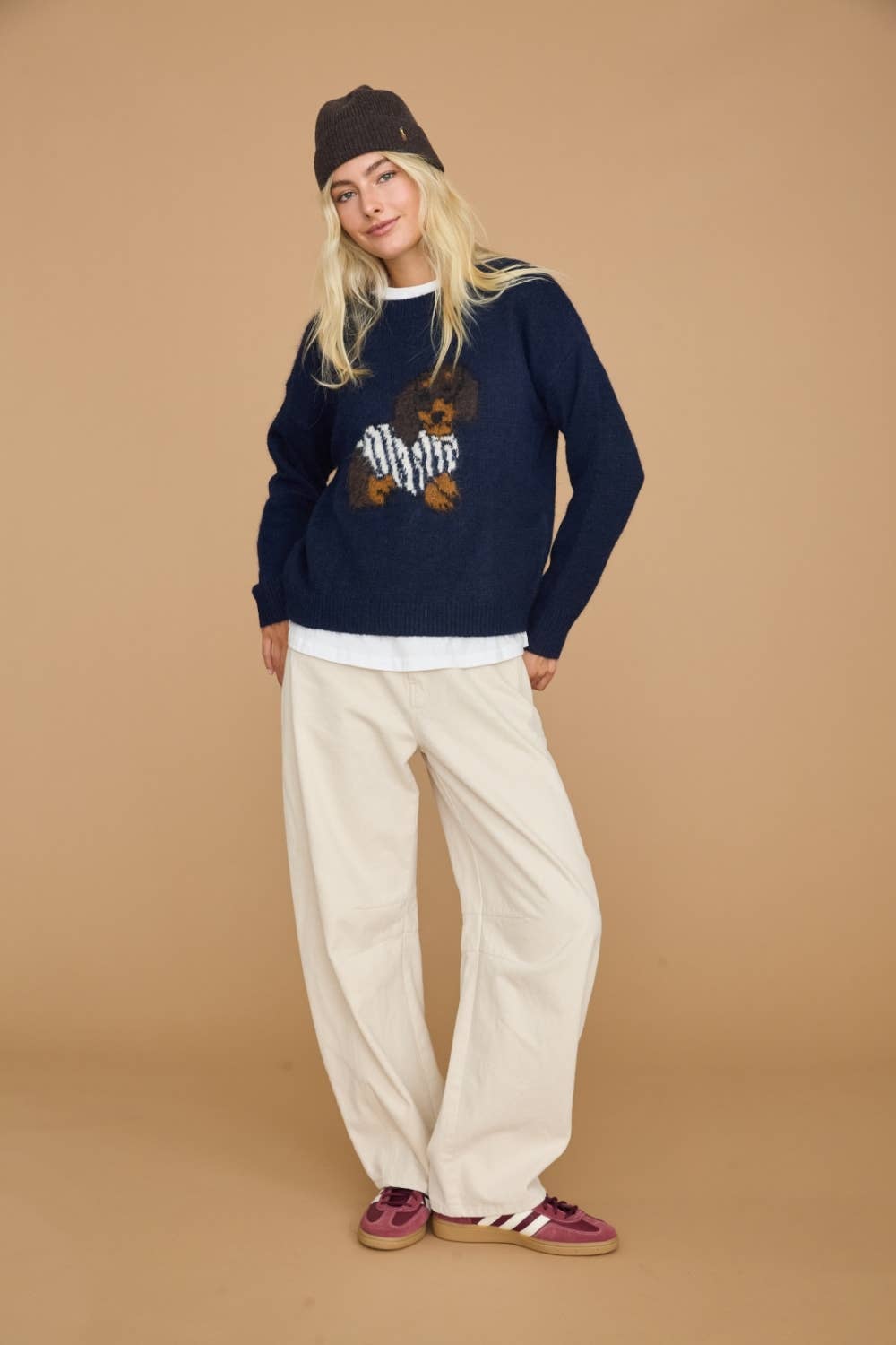 Dog Graphic Fuzzy Knit Sweater
