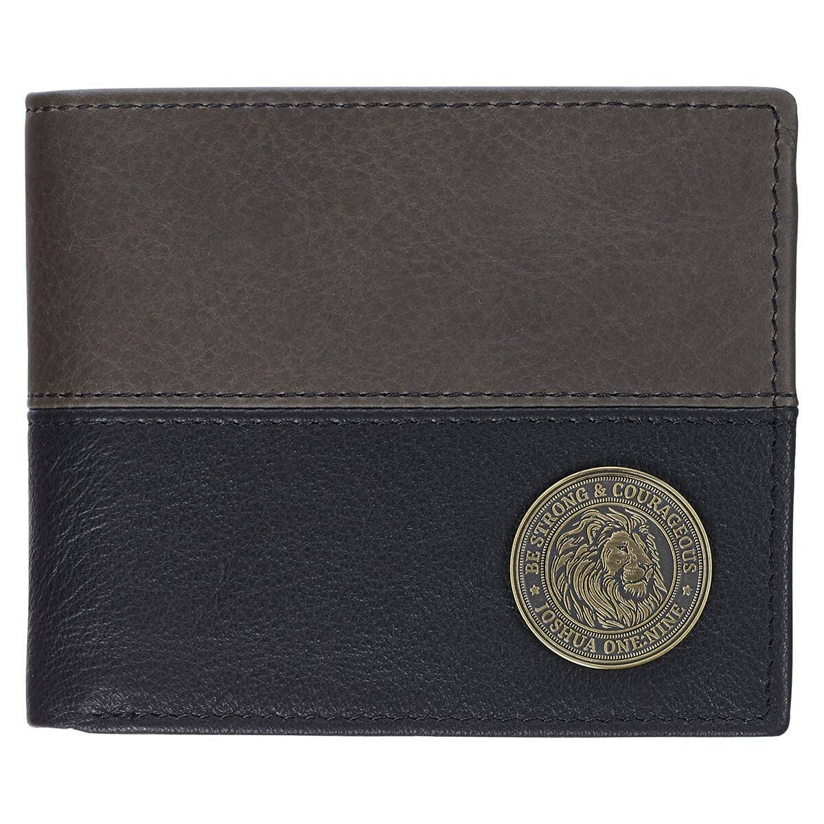 Wallet Leather Black Lion Be Strong Josh. 1:9