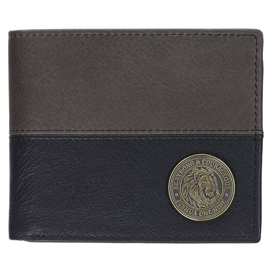 Wallet Leather Black Lion Be Strong Josh. 1:9