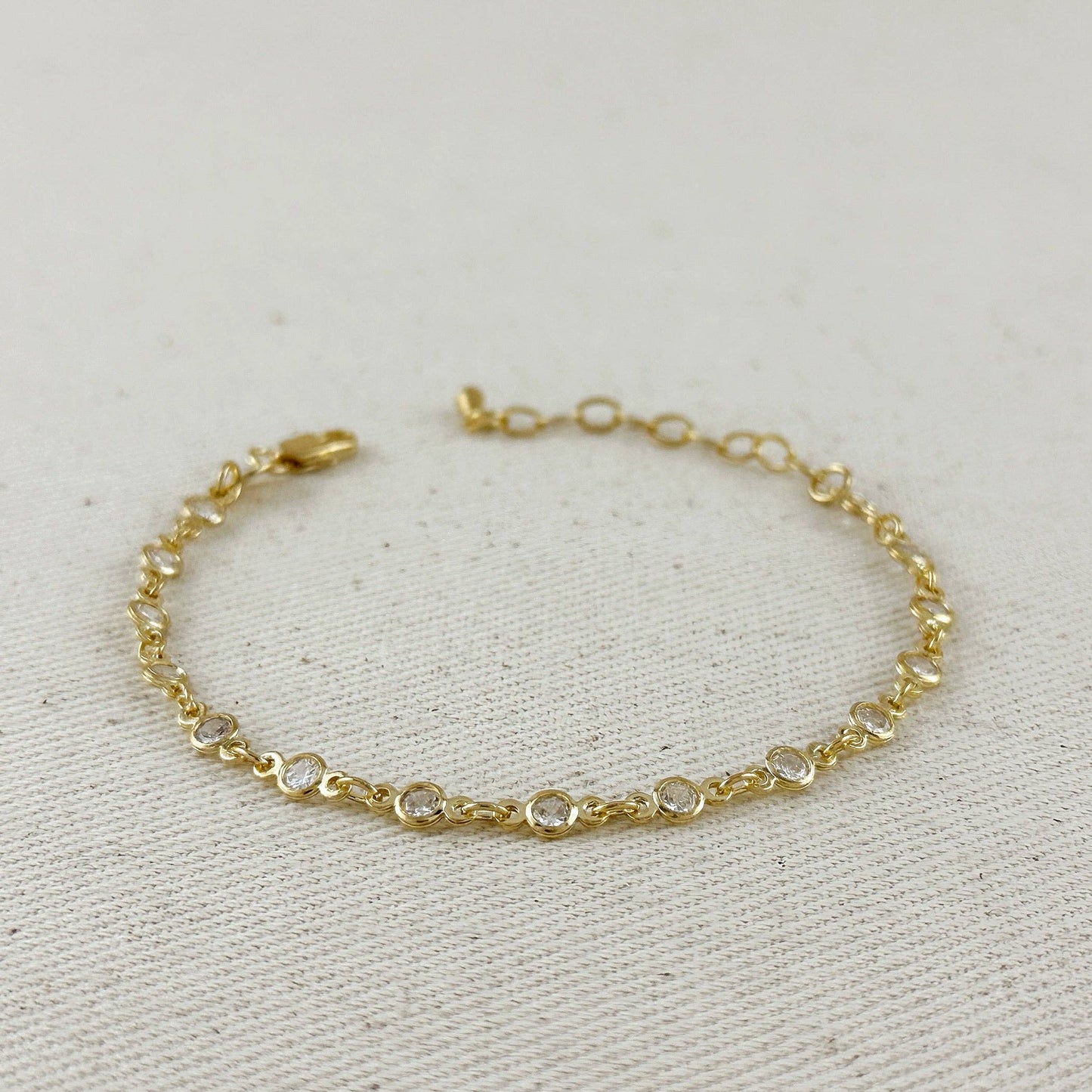18k Gold Filled Round Bezel CZ Bracelet