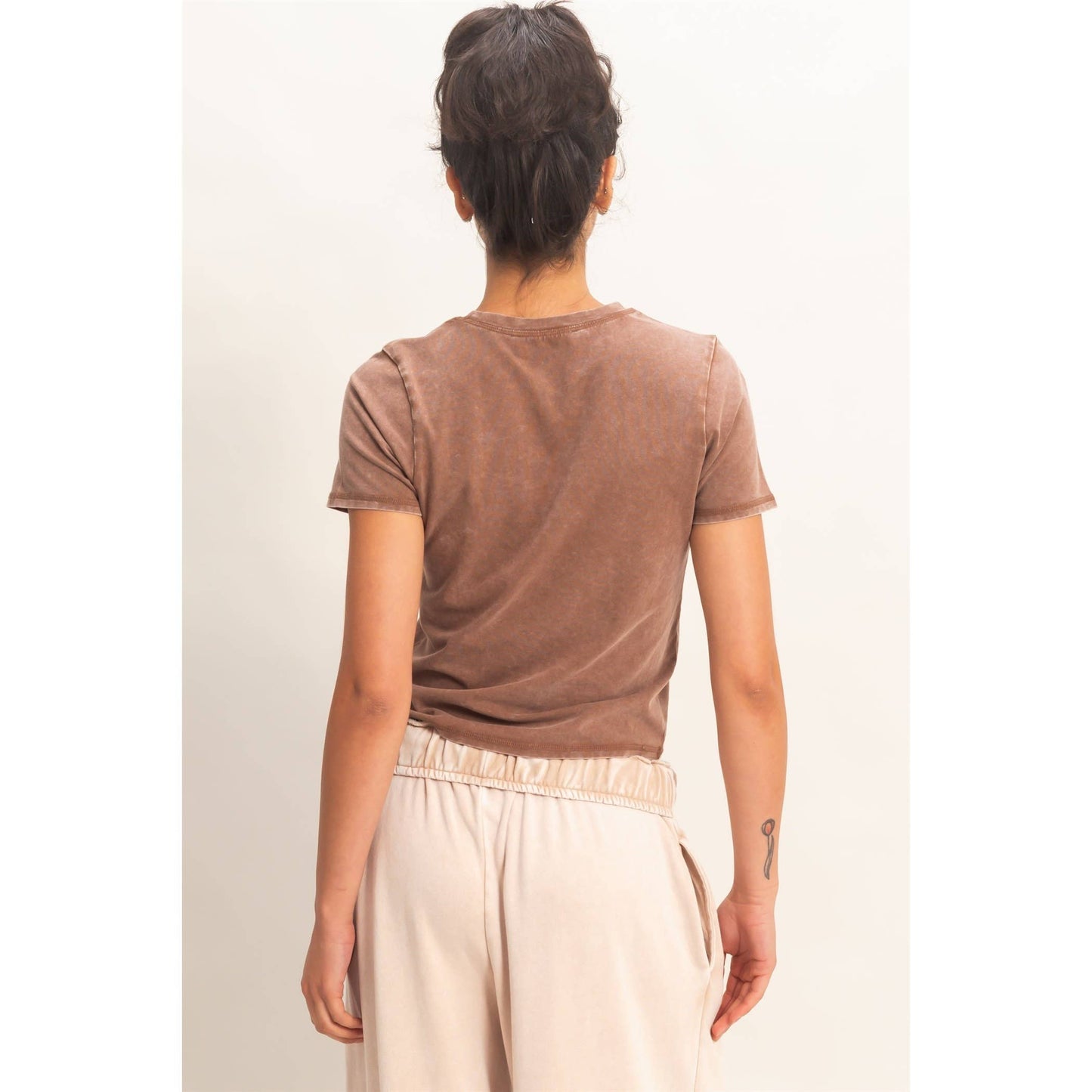 LAST CHANCE - Mineral Washed Short Sleeve Crew Neck Top