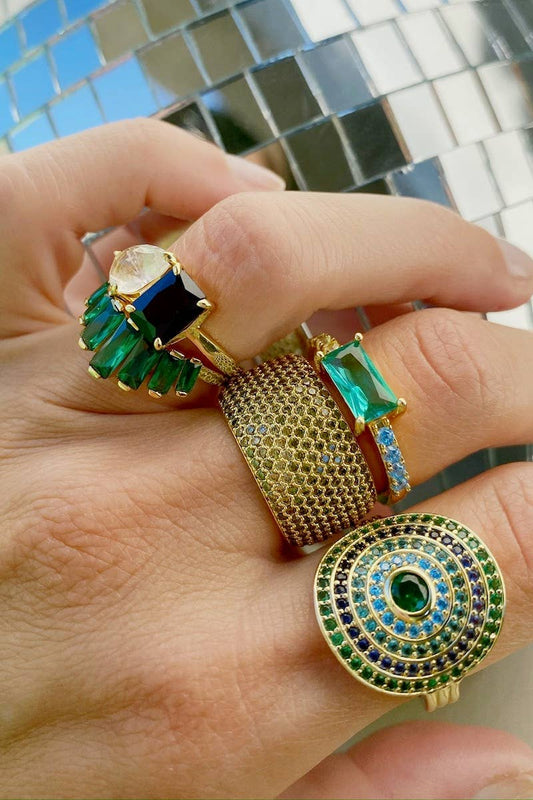 PERFECT PAIR RING- BLACK + RAINBOW MOONSTONE