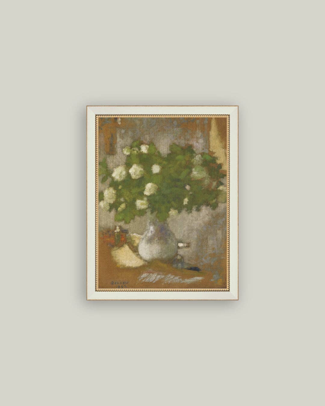Snowball Flowers Framed Antique Art