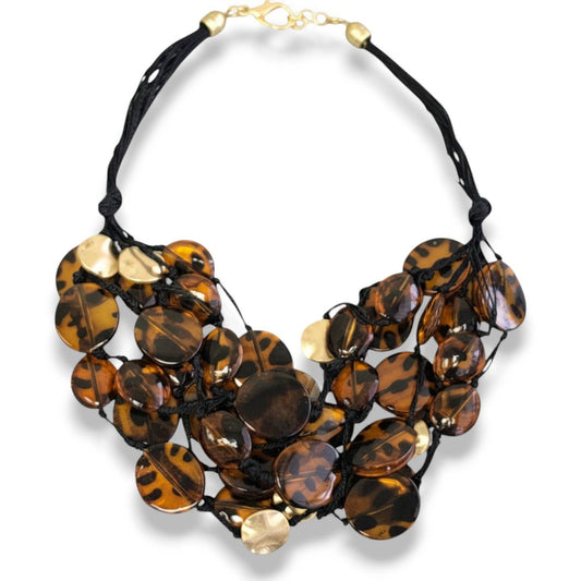 Chunky Tortoise Shell Necklace | Handmade Statement Jewelry