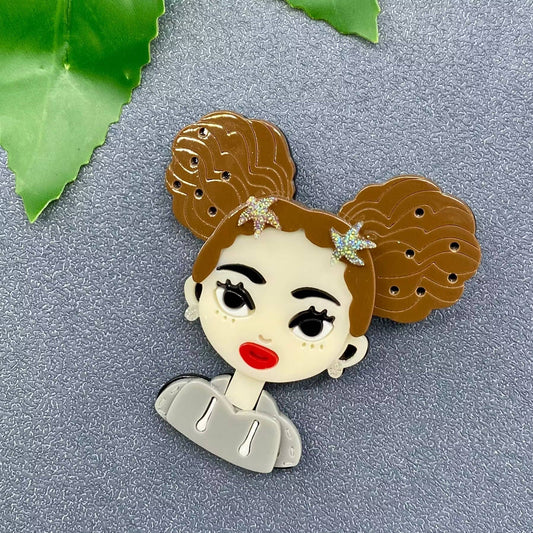 Fashion Girl Acrylic Brooch