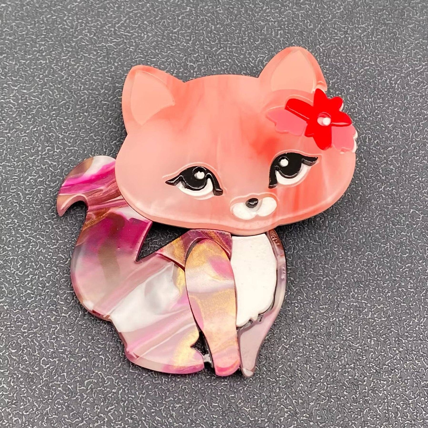 Cute Acrylic Fox Brooch