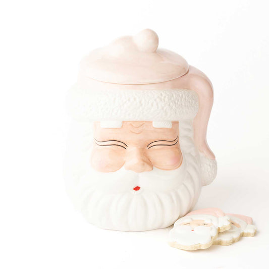 Pink Santa Ceramic Holiday Cookie Jar