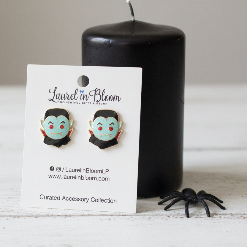 Fangtastic Vampire Bow Stud Earrings