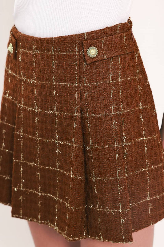A woven tweed skort