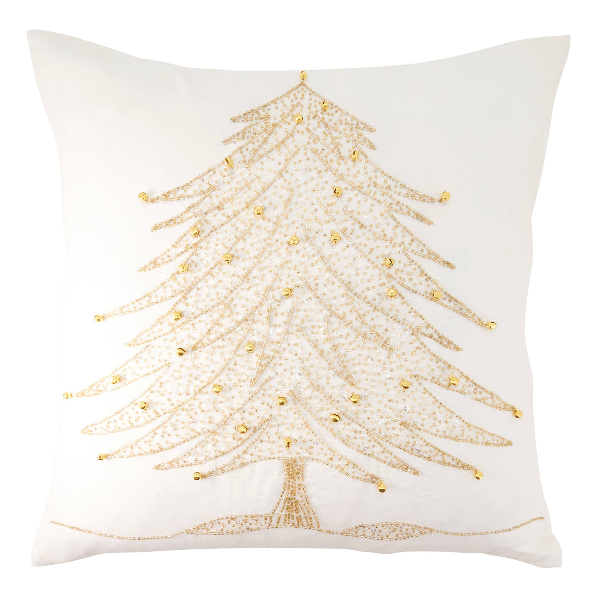 Beaded Xmas Tree Design Pillow - Down Filled