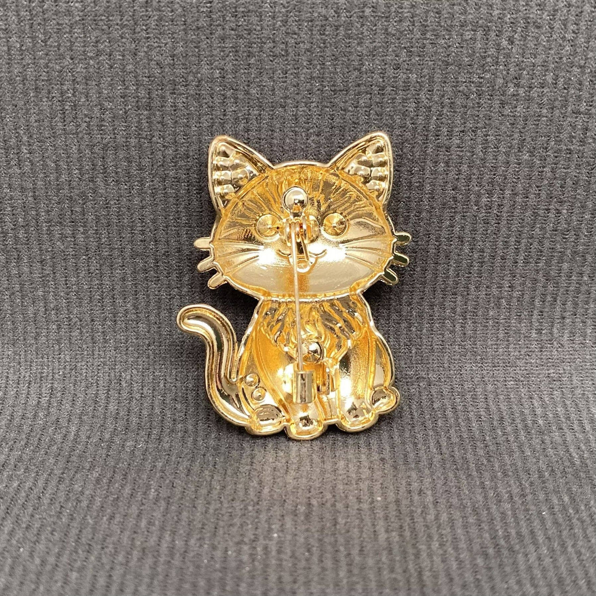 Rhinestone Inlaid Enamel Cat Brooch