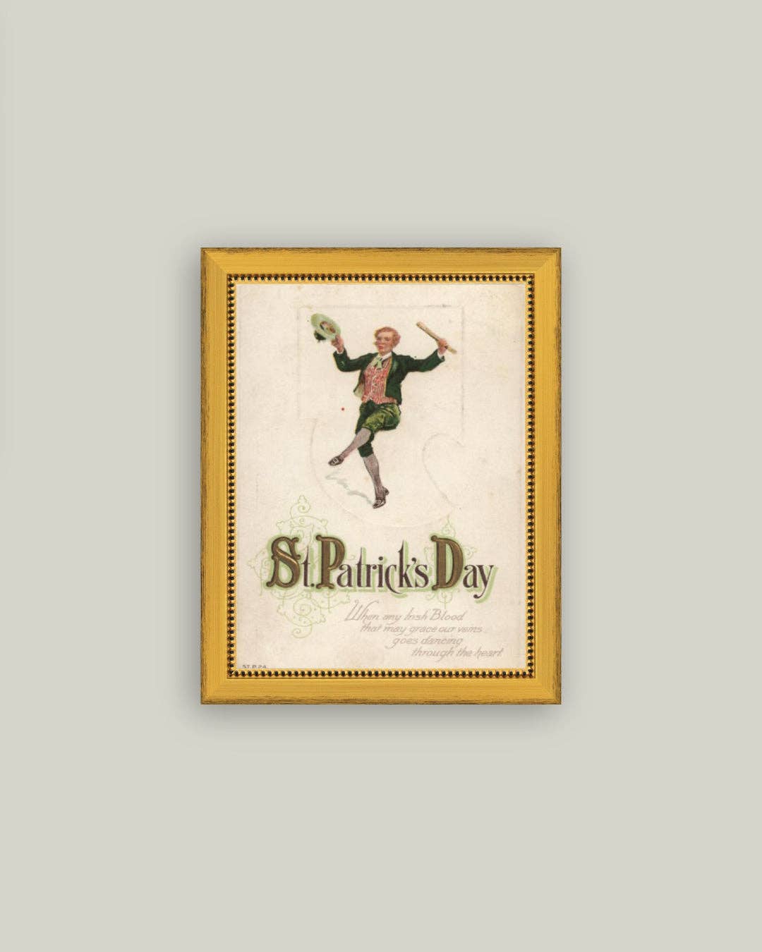 Dancing Leprechaun Framed Antique Art