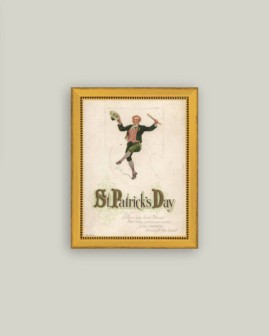 Dancing Leprechaun Framed Antique Art