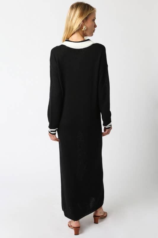 Black Collared Sweater Maxi Dress