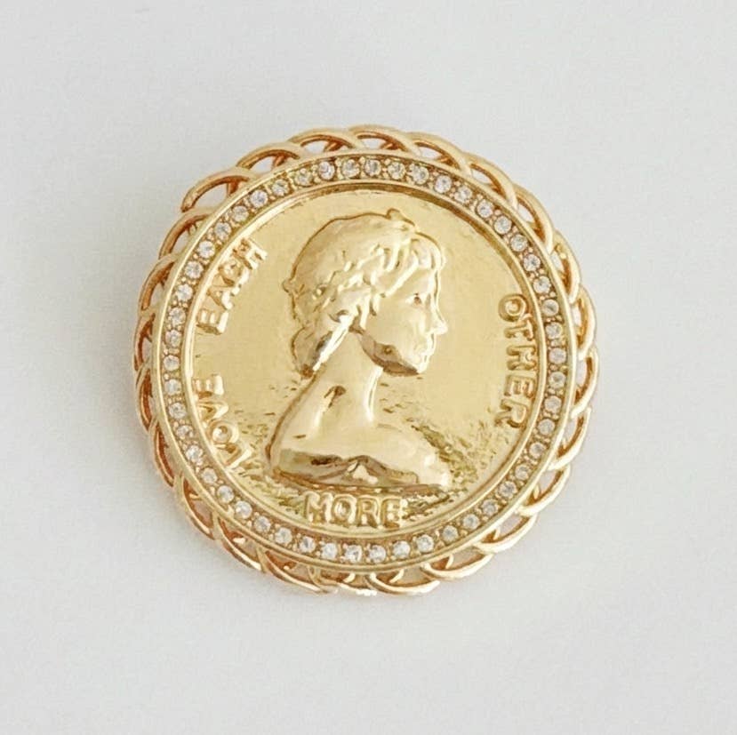 Vintage Medallion Coin Brooch Pin