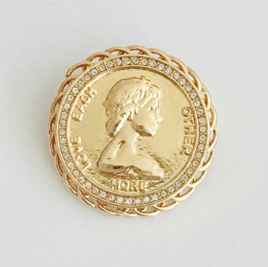 Vintage Medallion Coin Brooch Pin