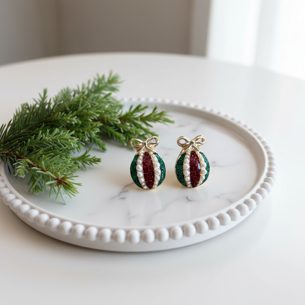 Vintage Holiday Baubles Ornament Earrings