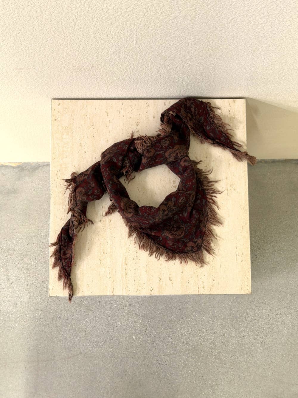 Floral Print Triangle Fringe Scarf
