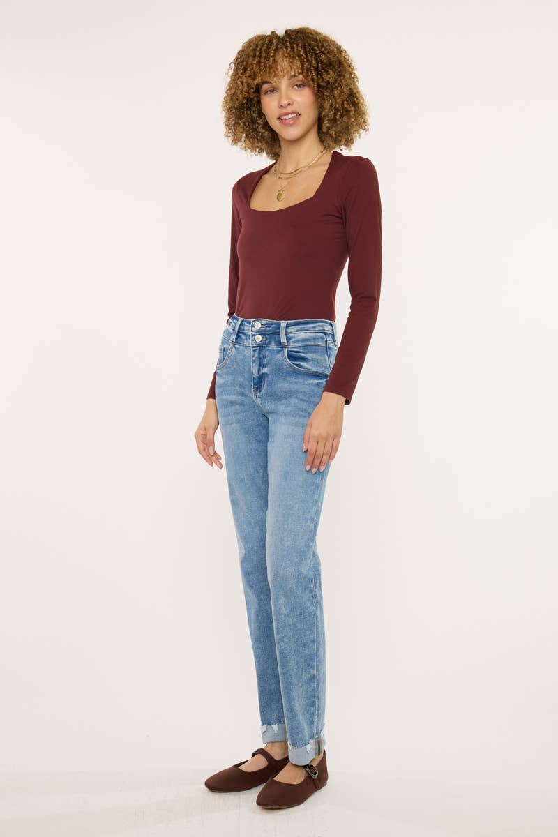 HIGH RISE SLIM STRAIGHT JEANS