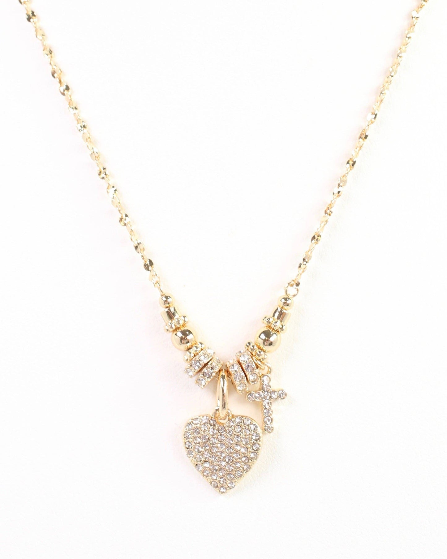 Diya Pave Charm Necklace Gold