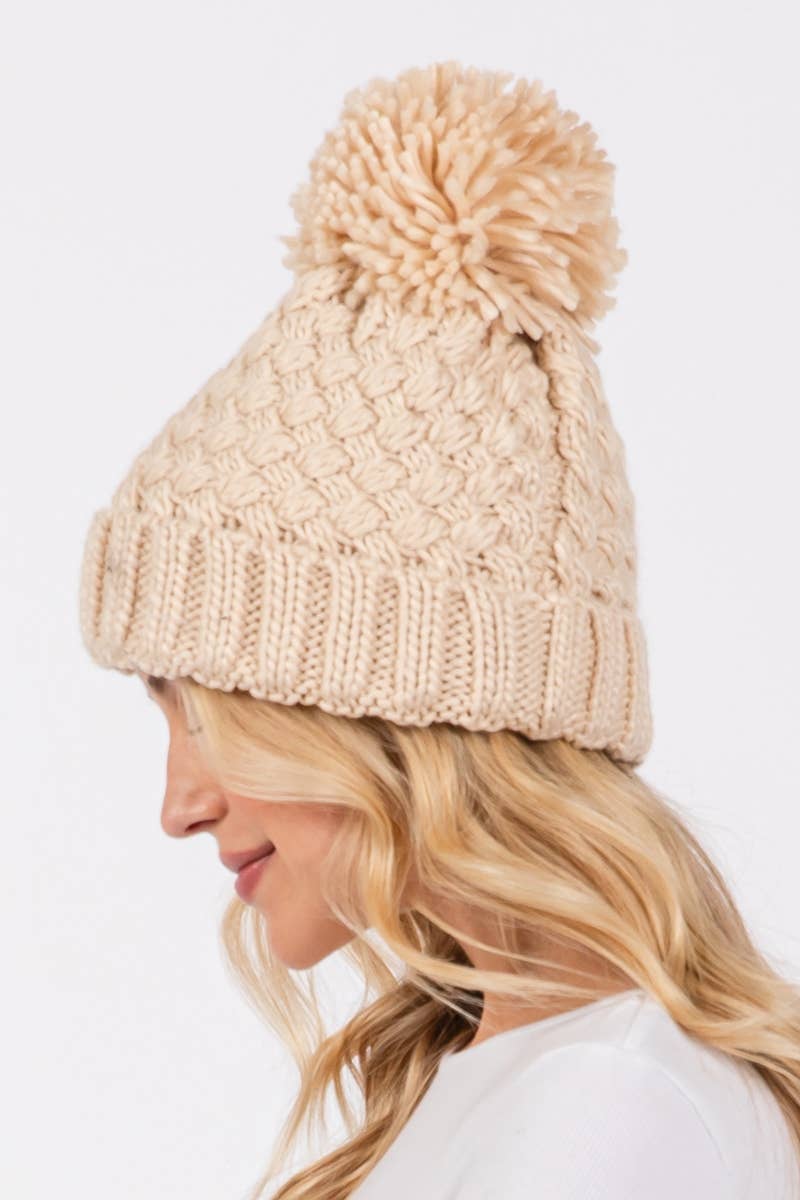 Crochet Knit Pom Beanie