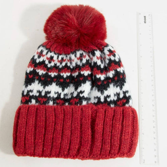 Warm Winter Theme Pom Beanie