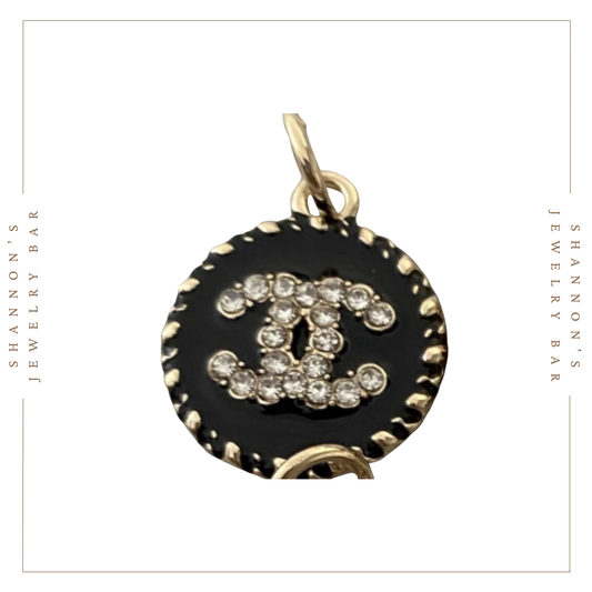 CHANEL Charm Zipper Pull CC Black OR White Round Metal Charm