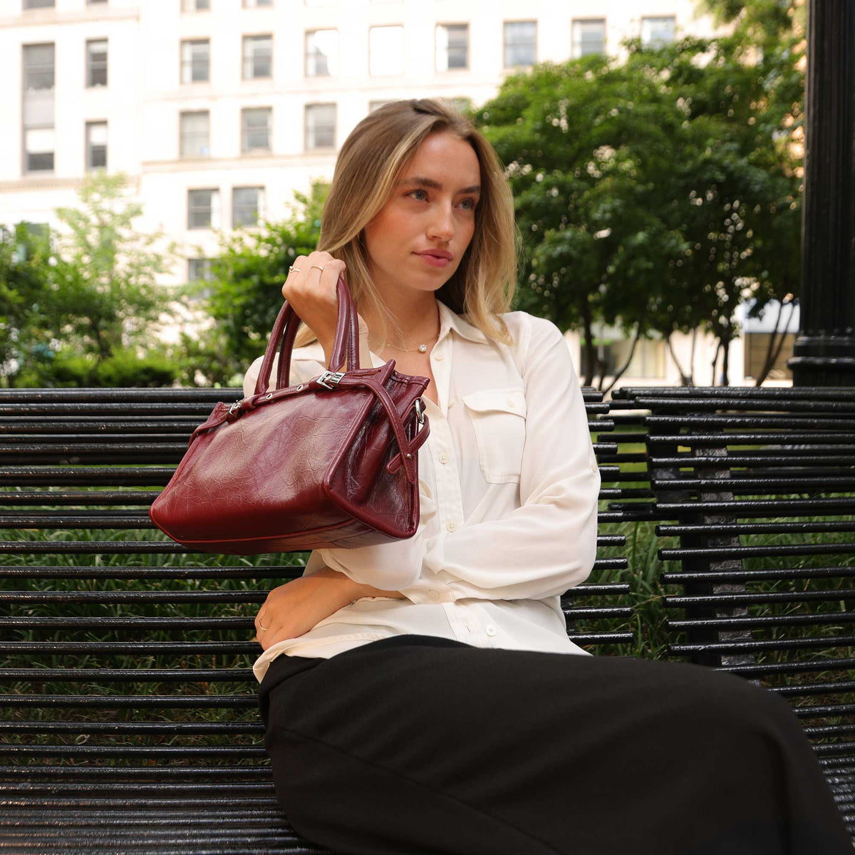 Rhonda Tan Recycled Vegan Leather Top Handle Bag