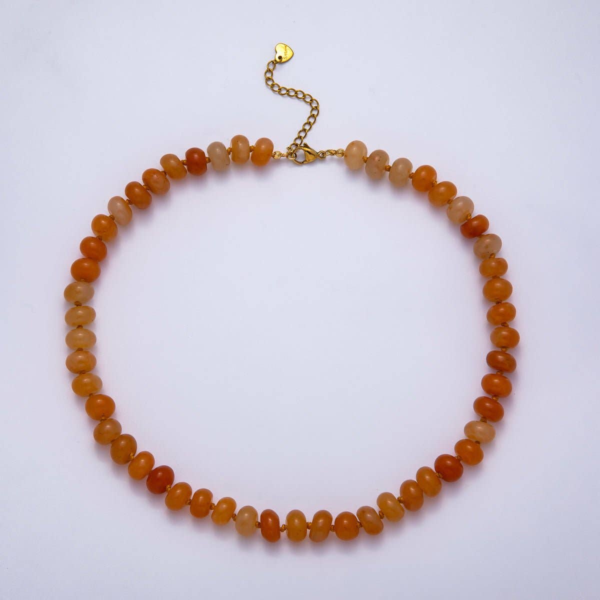 Natural Gemstone Rondelle Bead 17 Inch Necklace w Extender