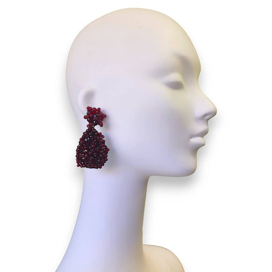 Chunky Red Crystal Statement Earrings | Handmade Jewelry