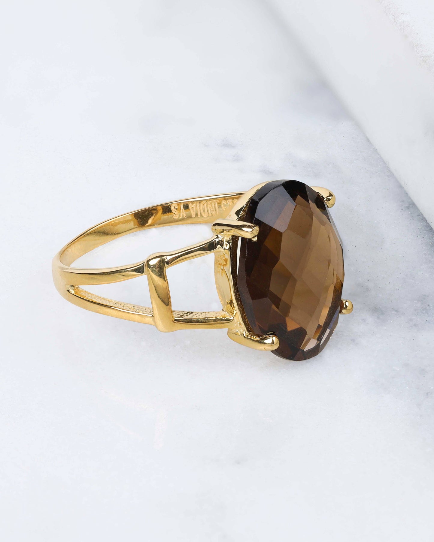 Smoky Quartz Solitaire Ring
