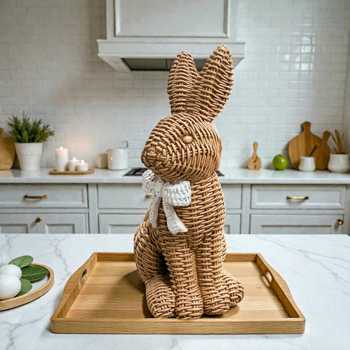 Rabbit Statue Wicker Weave Bunnies, Easter Bunny Home Decor
