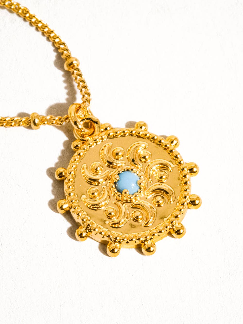 Stassie Turquoise Stone Sun Necklace - 18K Gold